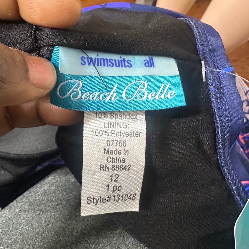 Swimsuits For All Beach Belle Women's Floral Swimsuit Size 12 Blue - Picture 8 of 12